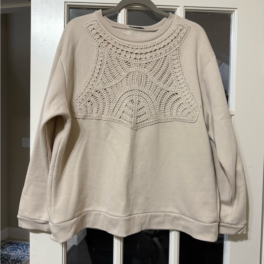 Zara Cream Sweater with Crochet Detail